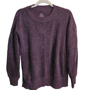 Aerie Deep Plum Slit Side Sherpa Oversized Sweater Size XXS